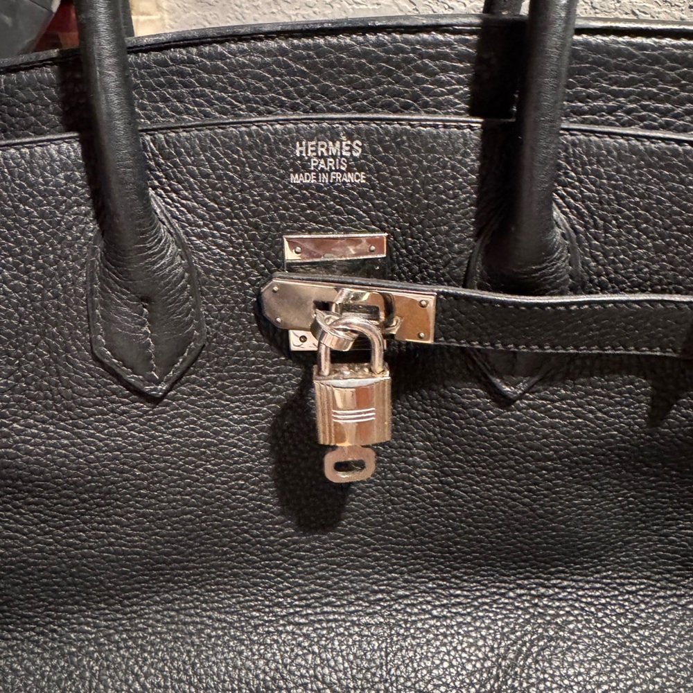 Hermès Black Leather Handbag